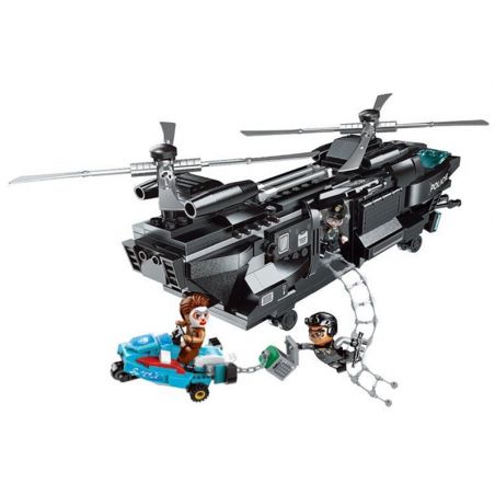 Enlighten 1928 Qman 1928 non  MÁY BAY TRỰC THĂNG CHIẾN ĐẤU bộ đồ chơi xếp lắp ráp ghép mô hình Police BATTLE FORCE Cảnh Sát 473 khối