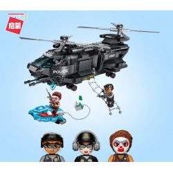 Enlighten 1928 Qman 1928 non  MÁY BAY TRỰC THĂNG CHIẾN ĐẤU bộ đồ chơi xếp lắp ráp ghép mô hình Police BATTLE FORCE Cảnh Sát 473 khối