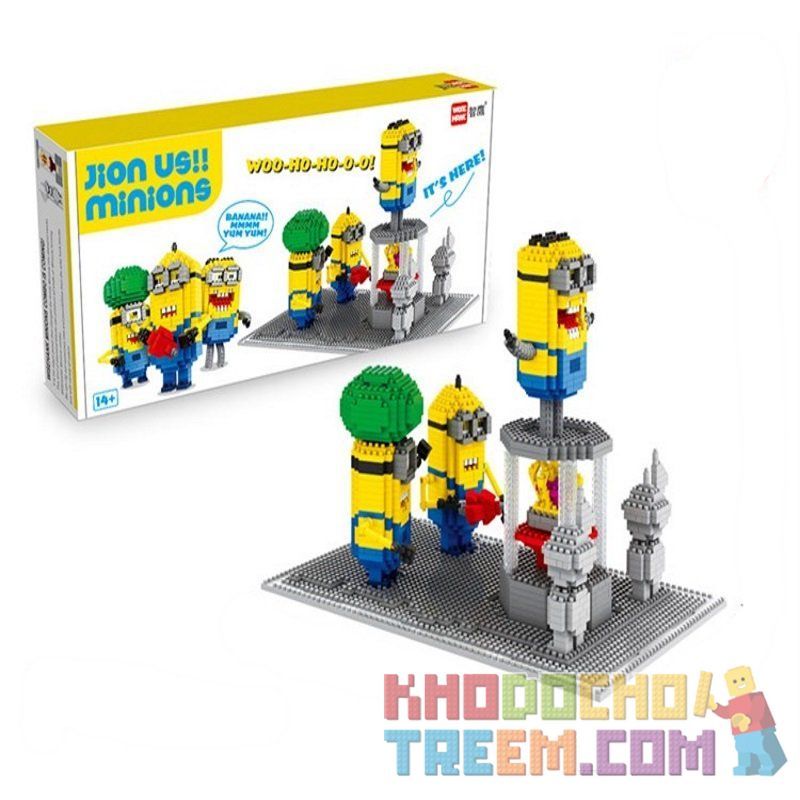 WISE HAWK 2357 Xếp hình kiểu Nanoblock MINIONS THE RISE OF GRU Minion's Crown Vương Miện Minion 1600 khối