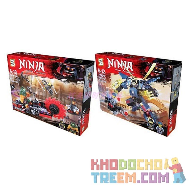 SHENG YUAN SY SY976A 976A SY976B 976B 976 SY976 non  XE MÁY CHÉM VÀ NGƯỜI NINJA bộ đồ chơi xếp lắp ráp ghép mô hình The  Ninjago Movie NINJA THUNDER SWORDSMAN Ninja Lốc Xoáy 389 khối