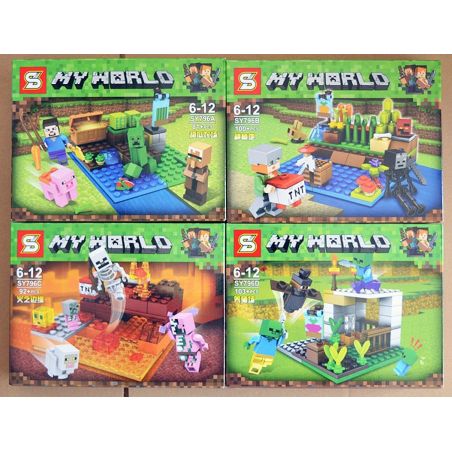SHENG YUAN SY 796 SY796 SY796A 796A SY796B 796B SY796C 796C SY796D 796D non  4 CẢNH NHỎ Ở MINECRAFT bộ đồ chơi xếp lắp ráp ghép mô hình MY WORLD Game Xây Dựng 376 khối