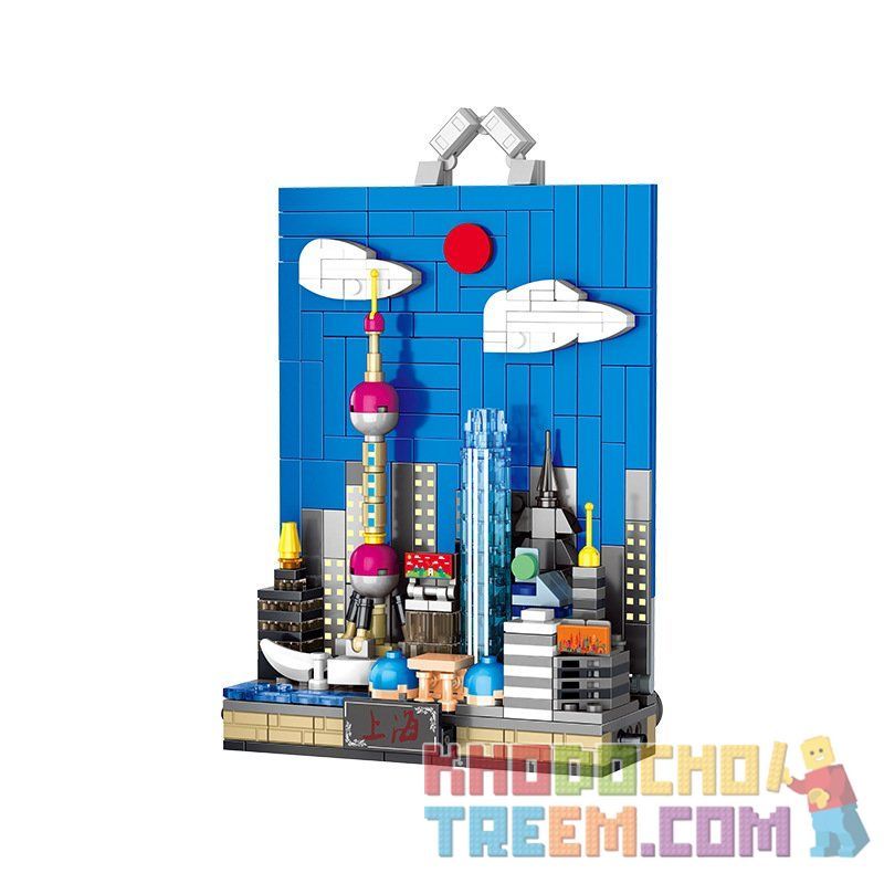 PanlosBrick 656002 Panlos Brick 656002 non  MỘT GÓC THÀNH PHỐ THƯỢNG HẢI bộ đồ chơi xếp lắp ráp ghép mô hình City SHANGHAI 374 khối