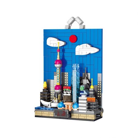 PanlosBrick 656002 Panlos Brick 656002 non  MỘT GÓC THÀNH PHỐ THƯỢNG HẢI bộ đồ chơi xếp lắp ráp ghép mô hình City SHANGHAI 374 khối