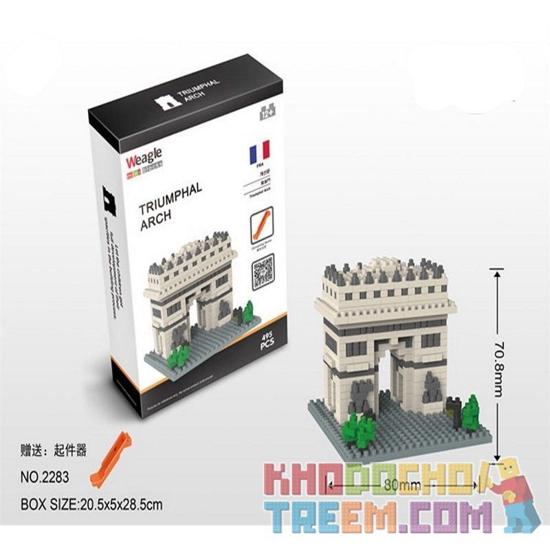 WISE HAWK 2283 Xếp hình kiểu Nanoblock ARCHITECTURE Triumphal Arch Khải Hoàn Môn 495 khối