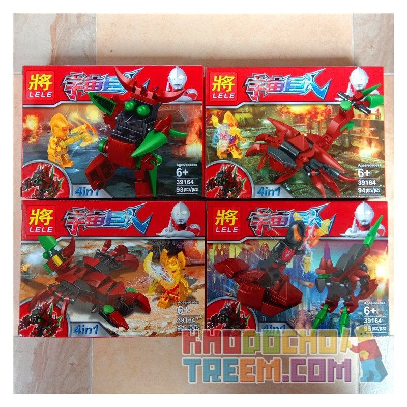 LELE 39164 non  4 TRONG MỘT CUỘC CHIẾN CỦA SIEU NHÂN ĐIỆN QUANG VỚI QUÁI VẬT BỌ CẠP VÀ KHỦNG LONG BẠO CHÚA bộ đồ chơi xếp lắp ráp ghép mô hình Ultraman Vệ Binh Vũ Trụ Siêu Nhân Điện Quang 374 khối