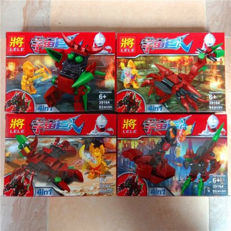 LELE 39164 non  4 TRONG MỘT CUỘC CHIẾN CỦA SIEU NHÂN ĐIỆN QUANG VỚI QUÁI VẬT BỌ CẠP VÀ KHỦNG LONG BẠO CHÚA bộ đồ chơi xếp lắp ráp ghép mô hình Ultraman Vệ Binh Vũ Trụ Siêu Nhân Điện Quang 374 khối