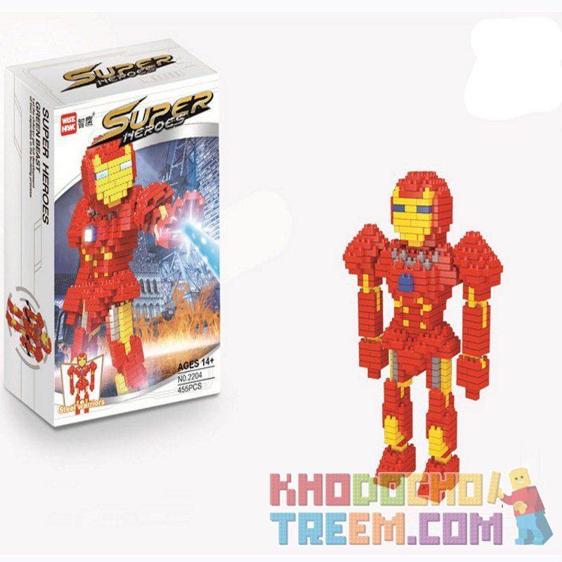 WISE HAWK 2204 Xếp hình kiểu Nanoblock SUPER HEROES Người Sắt Người Sắt 455 khối