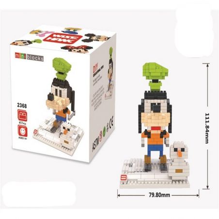 WISE HAWK 2368 Xếp hình kiểu Nanoblock MICKEY MOUSE Pluto Dog Chó Diêm Vương 417 khối