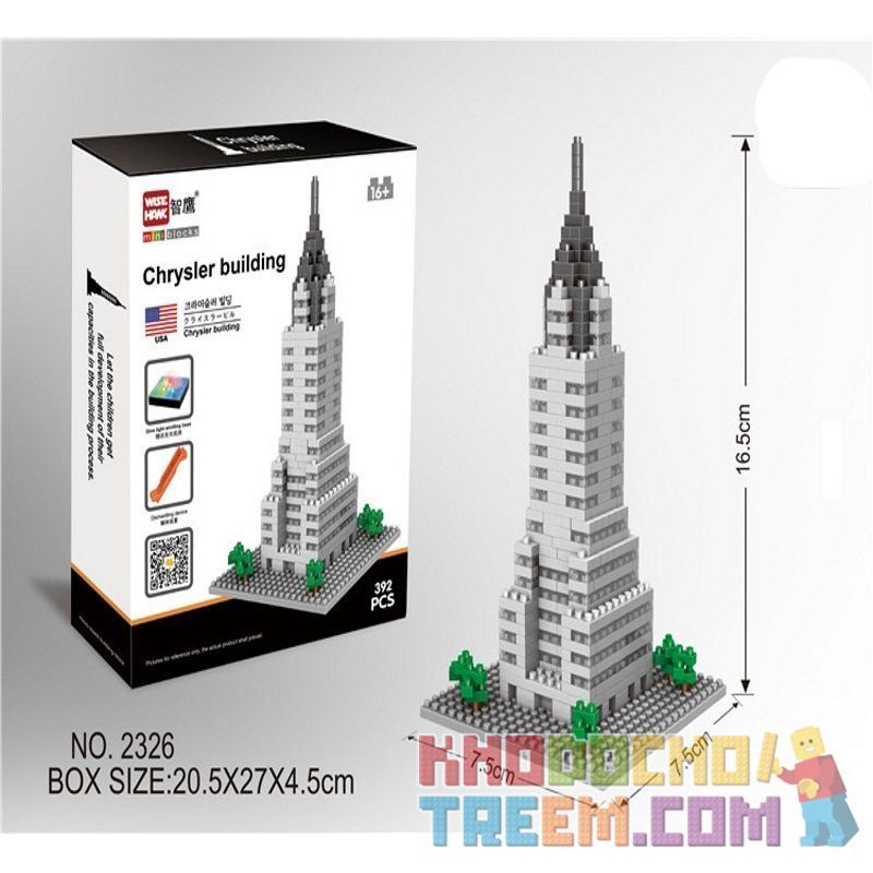 WISE HAWK 2326 Xếp hình kiểu Nanoblock ARCHITECTURE Chrysler Building Tòa Nhà Chrysler 392 khối