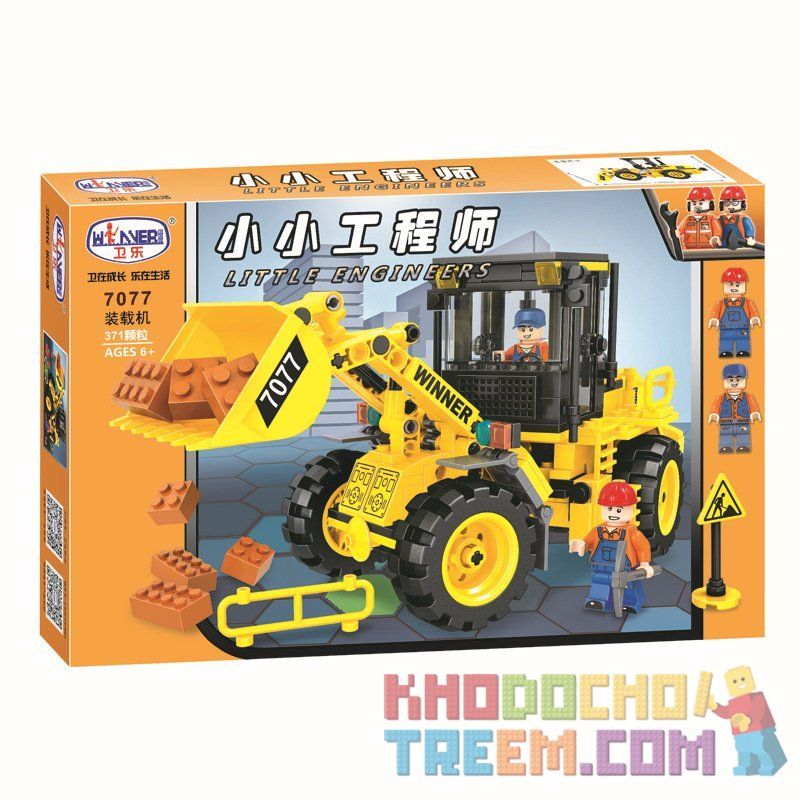 IBLOCK PL-920-108 920-108 PL920-108 Winner 7077 non  MÁY XÚC VÀNG bộ đồ chơi xếp lắp ráp ghép mô hình City LITTLE ENGINEERS Thành Phố 371 khối