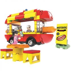 CAYI 1606 1607 non  ĐỒ ĂN NHANH 2 XE XÚC XÍCH CỬA HÀNG KEM TUYỆT ĐẸP bộ đồ chơi xếp lắp ráp ghép mô hình City Thành Phố 365 khối