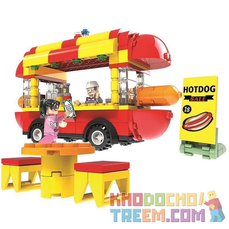 CAYI 1606 1607 non  ĐỒ ĂN NHANH 2 XE XÚC XÍCH CỬA HÀNG KEM TUYỆT ĐẸP bộ đồ chơi xếp lắp ráp ghép mô hình City Thành Phố 365 khối