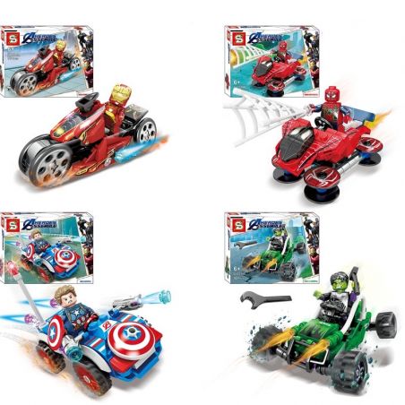 SHENG YUAN SY SY1314D 1314D SY1314A 1314A SY1314B 1314B SY1314C 1314C non  BỘ XẾP HÌNH SIÊU ANH HÙNG GỒM XE MÁY TỐC CỦA NGƯỜI SẮT OTO NHỆN TÌM KIẾM ĐỘI TRƯỞNG MỸ VÀ ĐỊA HULK bộ đồ chơi xếp lắp ráp ghép mô hình Super Heroes HEROES ASSEMBLE Siêu Nhân Anh Hùng 371 khối