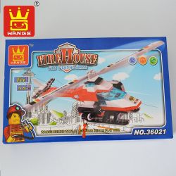 WANGE 36021 Xếp hình kiểu  FIRE RESCURE Firefighting Helicopter Máy Bay Trực Thăng Chữa Cháy 352 khối