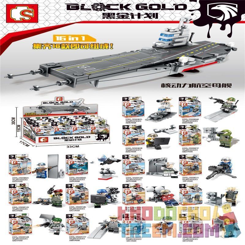 SEMBO 12034 12035 12036 12037 12038 12039 12040 12041 12042 12043 12044 12045 12046 12047 12048 12049 Xếp hình kiểu  MILITARY ARMY Nuclear-powered Aircraft Carrier Tàu Sân Bay Chạy Bằng Năng Lượng Hạt Nhân gồm 16 hộp nhỏ 367 khối