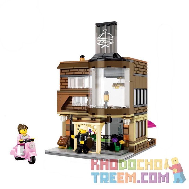 SEMBO WEKKI VIGGI SD6700 6700 non  NHÀ HÀNG PHƯƠNG TÂY PARIS bộ đồ chơi xếp lắp ráp ghép mô hình Mini Modular SEMBO BLOCK Đường Phố Thu Nhỏ 366 khối