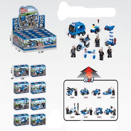 QIZHILE 2003 Xếp hình kiểu  CLASSIC Police Equipment 8 In 1 Thiết Bị Cảnh Sát 8 Trong 1 363 khối