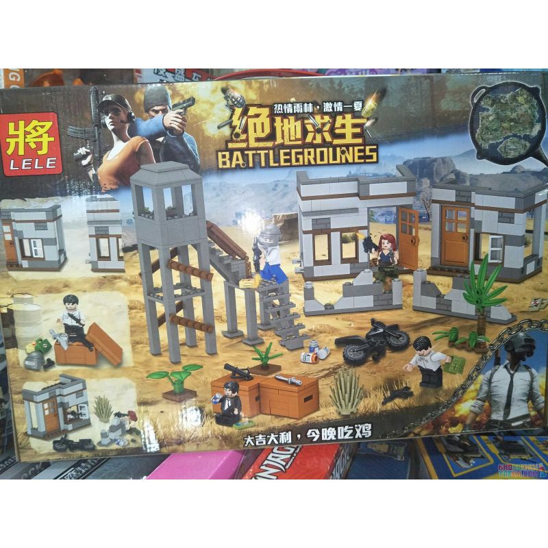 LELE 36040 non  TRẬN CHIẾN SINH TỒN Ở MYRAMA bộ đồ chơi xếp lắp ráp ghép mô hình Pubg Battlegrounds Bắn Súng 348 khối