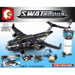 SEMBO 102527 non  MÁY BAY VẬN TẢI CỦA LỰC LƯỢNG CẢNH SÁT bộ đồ chơi xếp lắp ráp ghép mô hình Swat Special Force Đặc Nhiệm 1872 khối