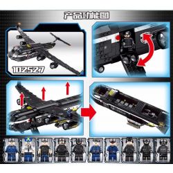 SEMBO 102527 non  MÁY BAY VẬN TẢI CỦA LỰC LƯỢNG CẢNH SÁT bộ đồ chơi xếp lắp ráp ghép mô hình Swat Special Force Đặc Nhiệm 1872 khối