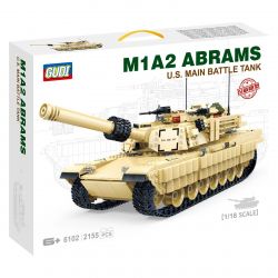 GUDI 6102 non  XE TĂNG CHỦ LỰC tỷ lệ 1:18 bộ đồ chơi xếp lắp ráp ghép mô hình Military Army M1A2 ABRAMS U.S. MAIN BATTLE TANK Quân Sự Bộ Đội 2155 khối
