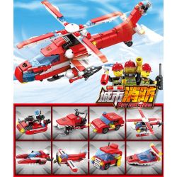 Kazi KY80514 80514 non  MÁY BAY CHỮA CHÁY ĐƯỢC LẮP BỞI 8 PHƯƠNG TIỆN NHỎ GỒM TRỰC THĂNG Ô TÔ CA NÔ XE TRƯỢT TUYẾT. bộ đồ chơi xếp lắp ráp ghép mô hình Fire Rescure CITY FIRE SERIES Cứu Hỏa 349 khối