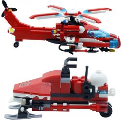 Kazi KY80514 80514 non  MÁY BAY CHỮA CHÁY ĐƯỢC LẮP BỞI 8 PHƯƠNG TIỆN NHỎ GỒM TRỰC THĂNG Ô TÔ CA NÔ XE TRƯỢT TUYẾT. bộ đồ chơi xếp lắp ráp ghép mô hình Fire Rescure CITY FIRE SERIES Cứu Hỏa 349 khối
