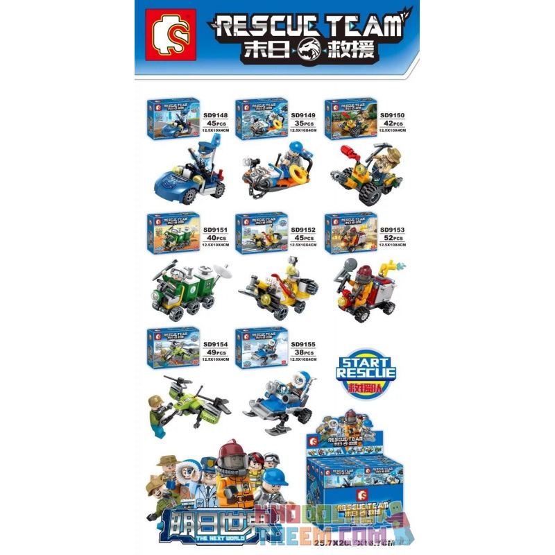 SEMBO SD9148 9148 SD9149 9149 SD9150 9150 SD9151 9151 SD9152 9152 SD9153 9153 SD9154 9154 SD9155 9155 Xếp hình kiểu  CITY The Next World Rescue Team Start Rescue Lượng Lượng Tìm Kiếm Cứu Nạn gồm 8 hộp nhỏ 346 khối