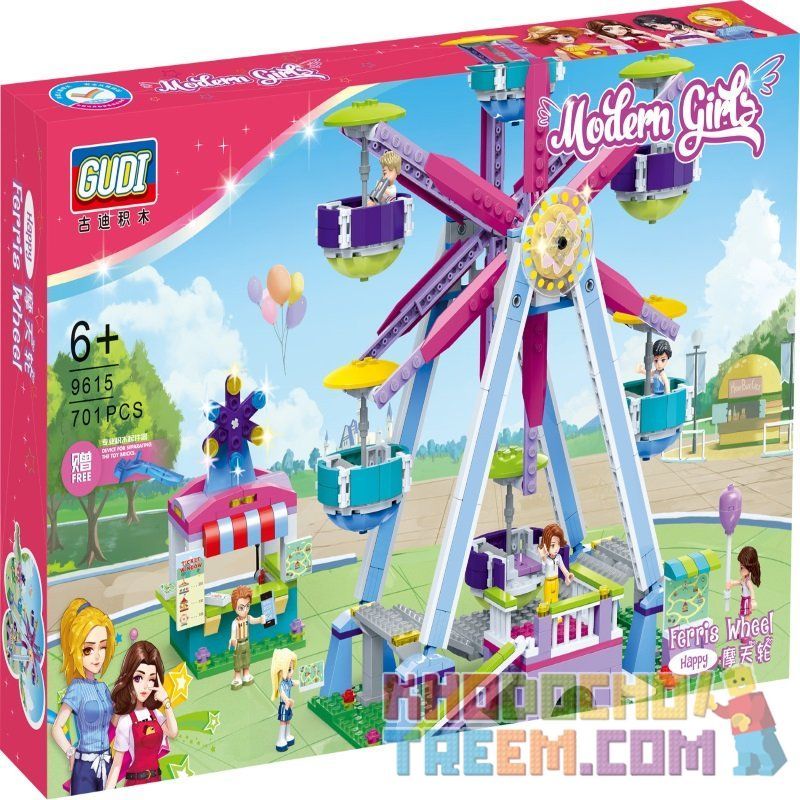 GUDI 9615 non  CHIẾC ĐU QUAY DIỆU KỲ bộ đồ chơi xếp lắp ráp ghép mô hình Modern Girls MODERN GIRLS FERRIS WHEEL Những Cô Gái Hiện Đại 701 khối