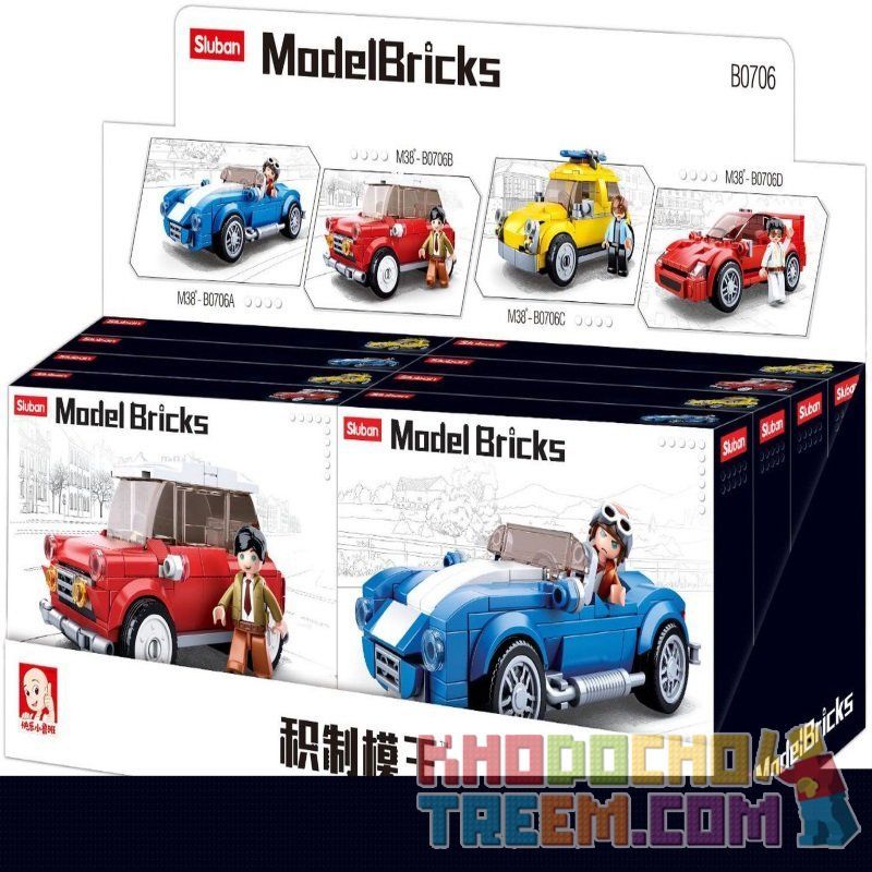 SLUBAN M38 non  XE CỔ 4 bộ đồ chơi xếp lắp ráp ghép mô hình Racers MODEL BRICKS Đua Tốc Độ 658 khối