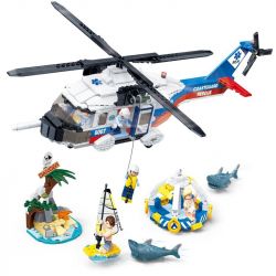 GUDI 9226 non  TRỰC THĂNG CỨU HỘ bộ đồ chơi xếp lắp ráp ghép mô hình City FIREMAN MARINE RESCUE OPERATION Thành Phố 589 khối