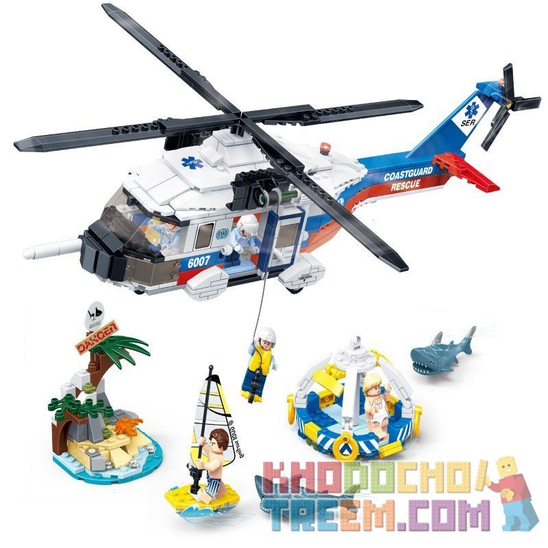 GUDI 9226 non  TRỰC THĂNG CỨU HỘ bộ đồ chơi xếp lắp ráp ghép mô hình City FIREMAN MARINE RESCUE OPERATION Thành Phố 589 khối