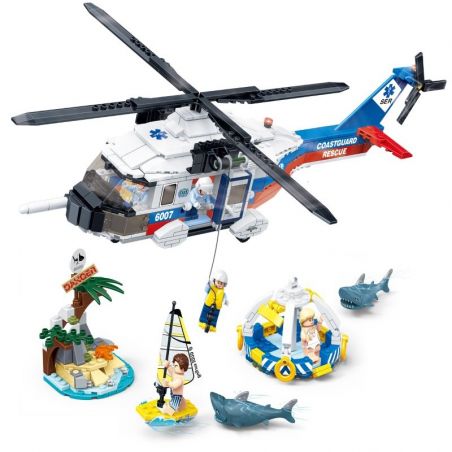 GUDI 9226 non  TRỰC THĂNG CỨU HỘ bộ đồ chơi xếp lắp ráp ghép mô hình City FIREMAN MARINE RESCUE OPERATION Thành Phố 589 khối