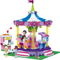 GUDI 9614 non  ĐU QUAY BĂNG CHUYỀN bộ đồ chơi xếp lắp ráp ghép mô hình Modern Girls MODERN GIRLS LUXURY CAROUSEL Những Cô Gái Hiện Đại 567 khối