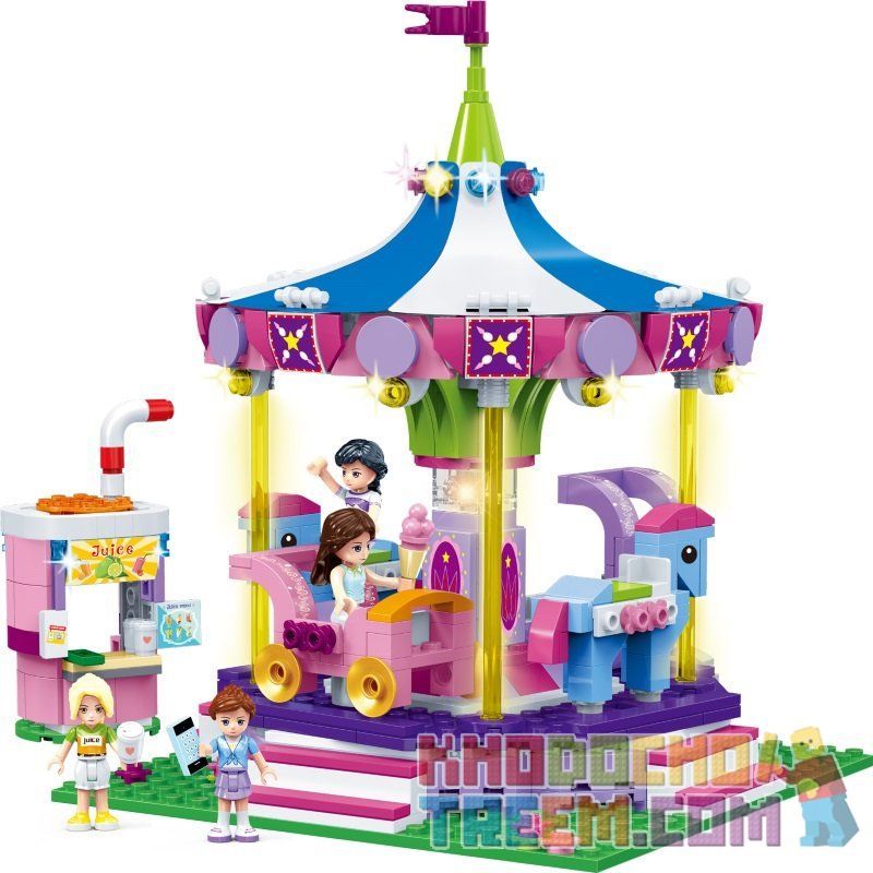 GUDI 9614 non  ĐU QUAY BĂNG CHUYỀN bộ đồ chơi xếp lắp ráp ghép mô hình Modern Girls MODERN GIRLS LUXURY CAROUSEL Những Cô Gái Hiện Đại 567 khối