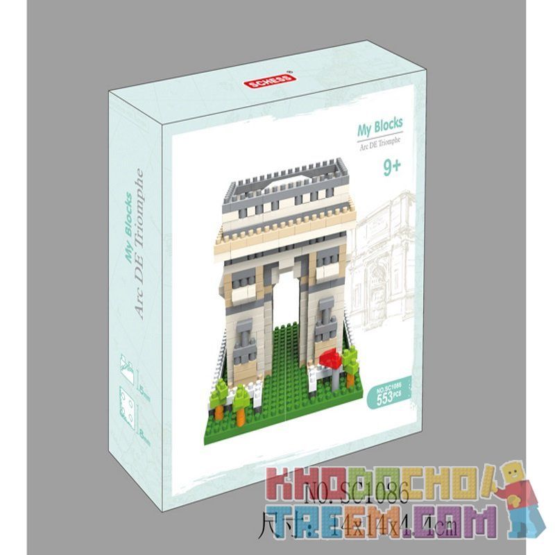 SCHESS SC1086 1086 Xếp hình kiểu NANOBLOCK DIAMOND BLOCK Arc De Triumphal Khải Hoàn Môn 553 khối