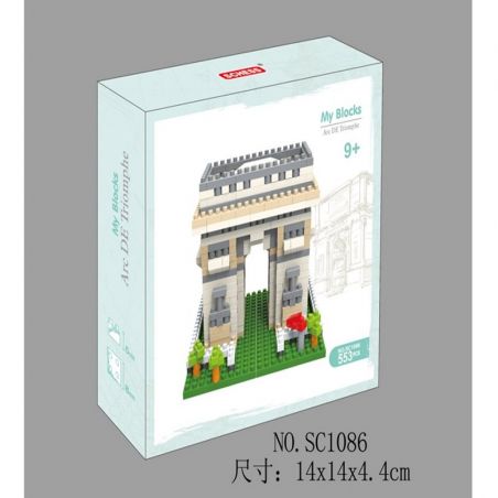 SCHESS SC1086 1086 Xếp hình kiểu NANOBLOCK DIAMOND BLOCK Arc De Triumphal Khải Hoàn Môn 553 khối