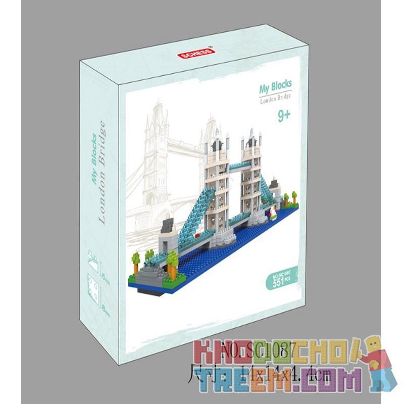 SCHESS SC1087 1087 Xếp hình kiểu NANOBLOCK DIAMOND BLOCK London Bridge Cầu Luân Đôn 551 khối