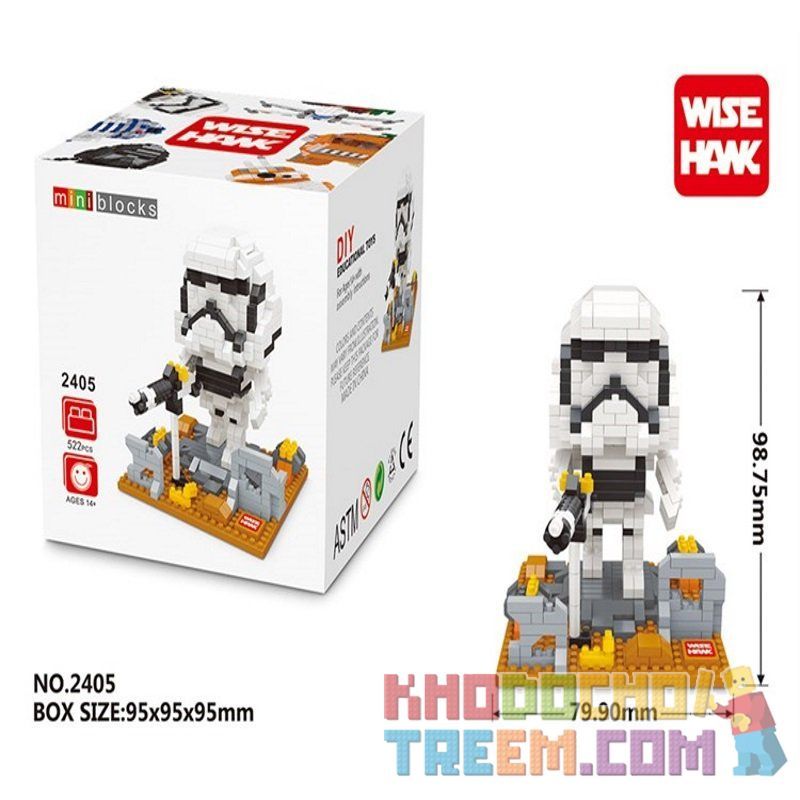 WISE HAWK 2405 Xếp hình kiểu Nanoblock Stormtrooper Lính Tấn Công 522 khối điều khiển từ xa bằng điện thoại