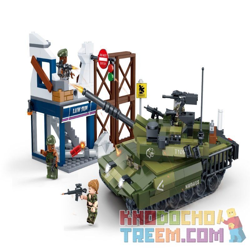 GUDI 8036 non  XE TĂNG PHÒNG THỦ bộ đồ chơi xếp lắp ráp ghép mô hình Tiger Hunt TIGER HUNT TANK DEFENCING WAR Chiến Dịch Săn Cọp 493 khối