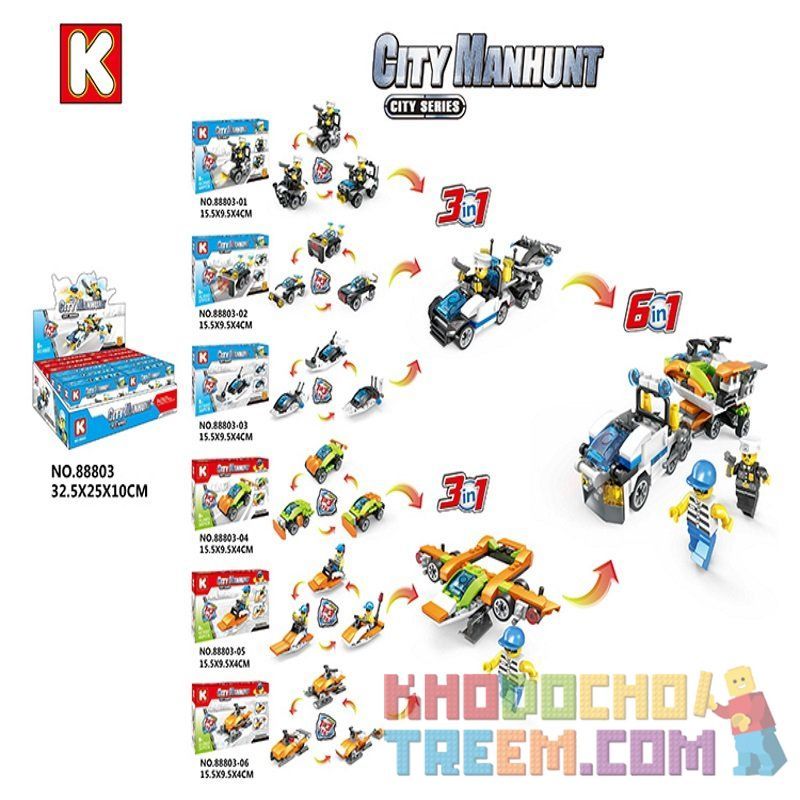 LE DI PIN 88803 Xếp hình kiểu  POLICE Phương Tiện Chiến đấu Cần Dịch 464 khối