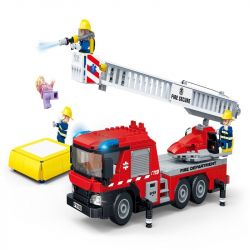 GUDI 9223 non  XE CỨU HỎA CÓ THANG bộ đồ chơi xếp lắp ráp ghép mô hình City FIREMAN LADDER TRUCK Thành Phố 450 khối