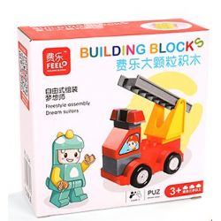 FEELO 1601C Xếp hình kiểu    Fire Truck Xe Cứu Hỏa 9 khối