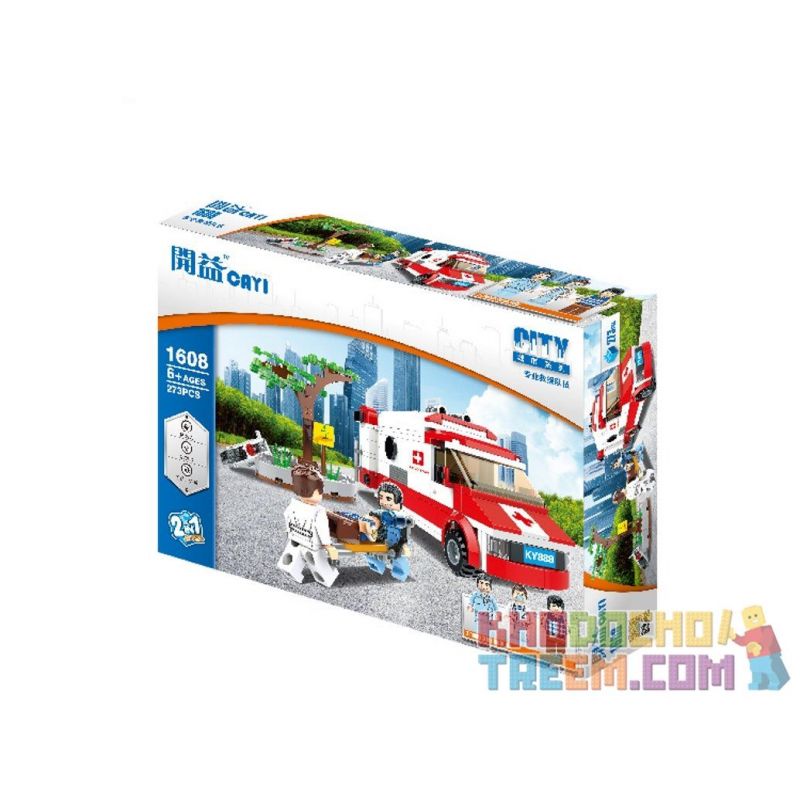 CAYI 1608 1609 non  GIẢI CỨU 2 ĐỘI HỘ CHUYÊN NGHIỆP CAYI EXPRESS bộ đồ chơi xếp lắp ráp ghép mô hình City Thành Phố 561 khối