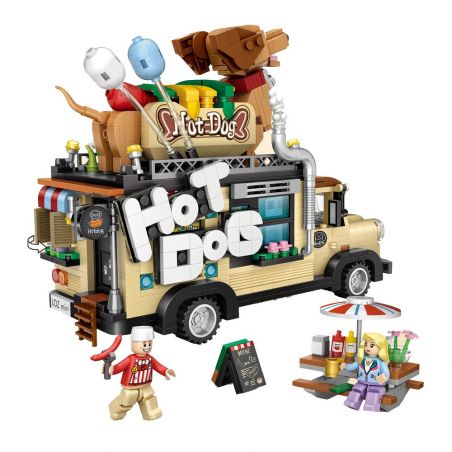 LOZ 1116 non  XE XÚC XÍCH bộ đồ chơi xếp lắp ráp ghép mô hình City HOT DOG CAR MODEL Thành Phố 1317 khối