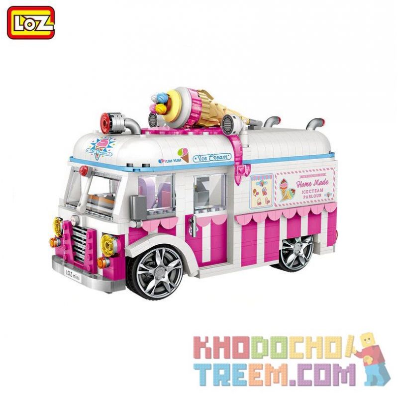 LOZ 1112 non  GIỎ KEM NGƯỜI YÊU bộ đồ chơi xếp lắp ráp ghép mô hình City ICE CREAM CAR MODEL Thành Phố 1244 khối