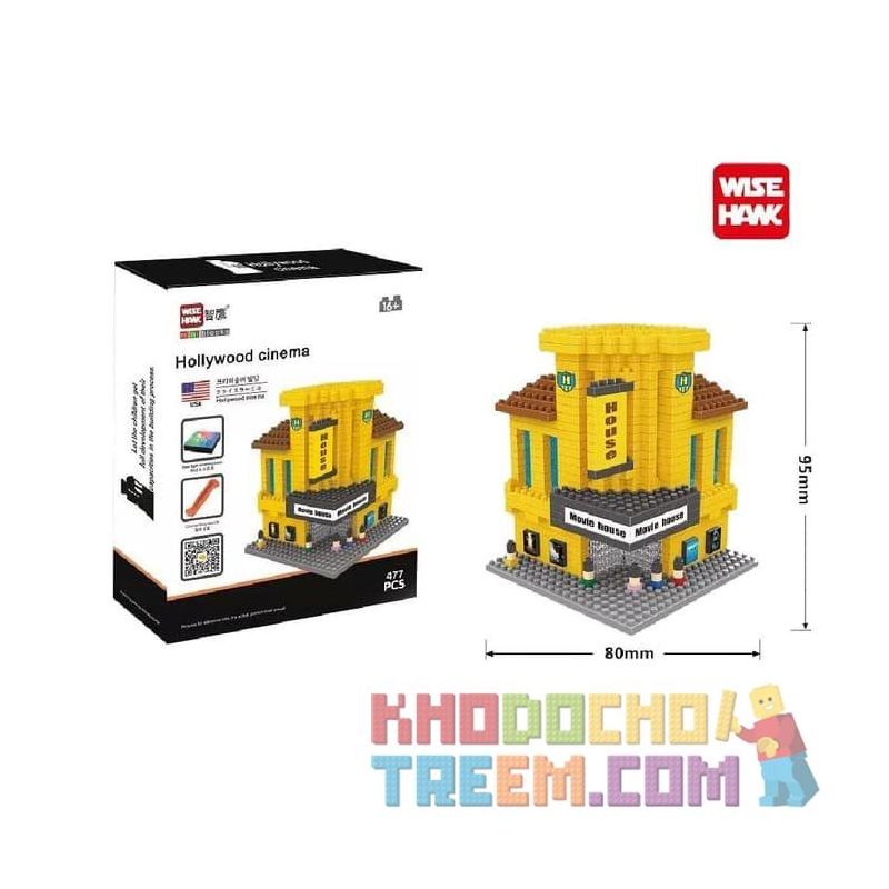 WISE HAWK 2325 Xếp hình kiểu Nanoblock ARCHITECTURE Hollywood Cinema điện ảnh Hollywood 477 khối