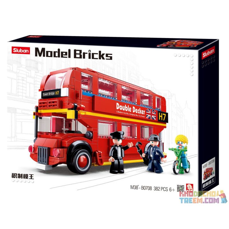SLUBAN M38-B0708 B0708 0708 M38B0708 38-B0708 non  XE BUÝT LUÂN ĐÔN MÀU ĐỎ bộ đồ chơi xếp lắp ráp ghép mô hình Racers MODEL BRICKS Đua Tốc Độ 382 khối