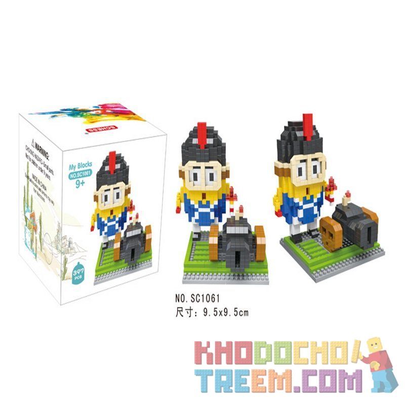 SCHESS SC1061 1061 Xếp hình kiểu NANOBLOCK DIAMOND BLOCK Cannon Little Yellow Man Người đàn ông Nhỏ Bé Màu Vàng 397 khối