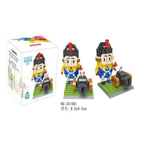 SCHESS SC1061 1061 Xếp hình kiểu NANOBLOCK DIAMOND BLOCK Cannon Little Yellow Man Người đàn ông Nhỏ Bé Màu Vàng 397 khối